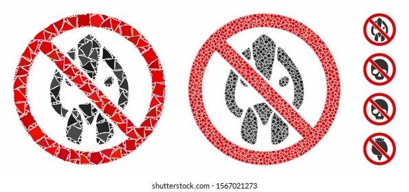 No chicken head composition of uneven items in different sizes and color tones, based on no chicken head icon. Vector trembly dots are organized into collage.