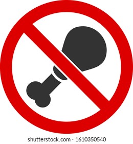No chicken leg vector icon. Flat No chicken leg symbol is isolated on a white background.