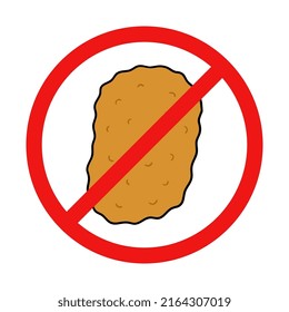 No Chicken Nugget Sign on White Background