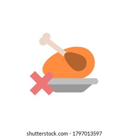 No chicken plate icon. Simple color vector elements of vegetarian food icons for ui and ux, website or mobile application