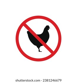 No chicken poultry icon sign symbol isolated on white background
