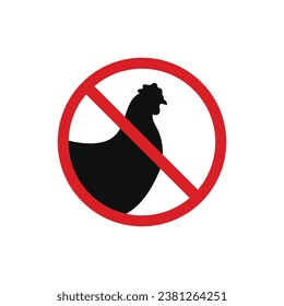 No chicken poultry icon sign symbol isolated on white background