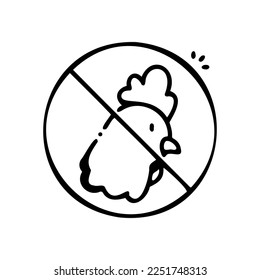 Keine Hühnchen Vektorsymbol handgezeichnet.Kann für Hochzeitseinladung, Kartendesign und Hintergrunddesign verwendet werden