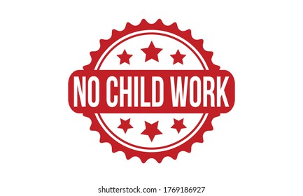 No Child Work Rubber Stamp. Red  Seal Vector Illustration 