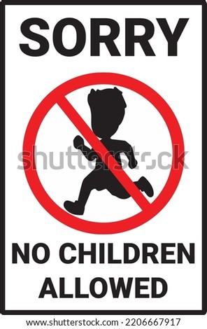 No children allowed. Vector sign with a red contour on a white background.