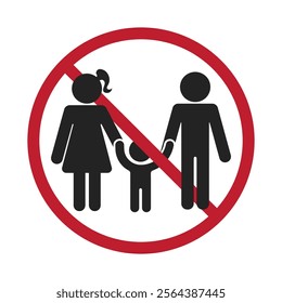 No Children Prohibition Sign, Child-free icon, married without baby label