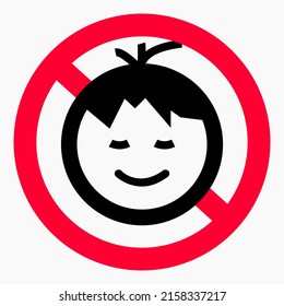 No hay niños. Está prohibido el uso de niños. Icono de prohibición infantil. No dar a los niños. Icono del vector.