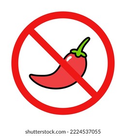 No Chili Pepper Sign on White Background