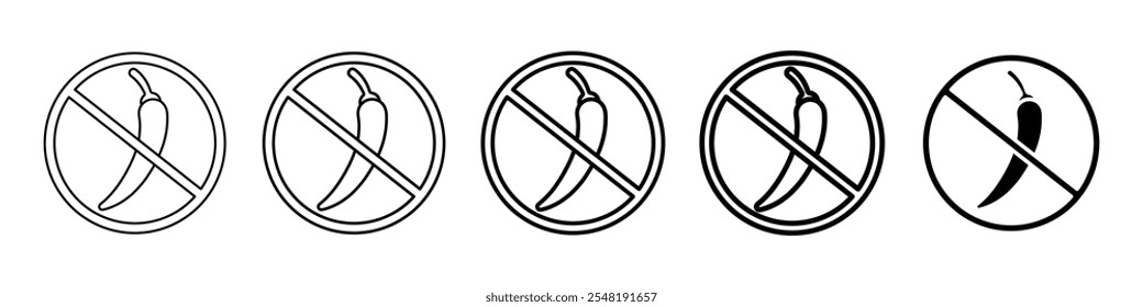 no chilli icon Simple thin line logo set