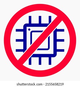 No chips icon. No microchips. The ban on the supply of microchips. Vector icon.