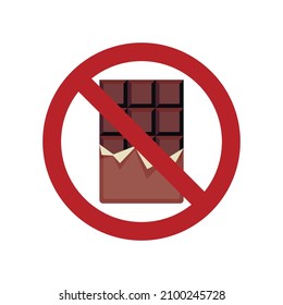 No chocolate bar icon. Flat illustration of no chocolate bar vector icon isolated on white background