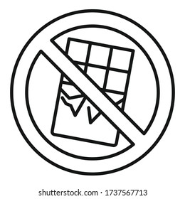 No chocolate bar icon. Outline no chocolate bar vector icon for web design isolated on white background