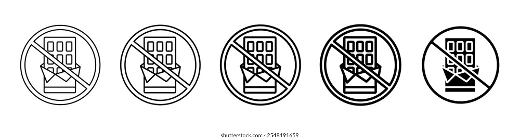 no chocolate icon Simple thin line logo set