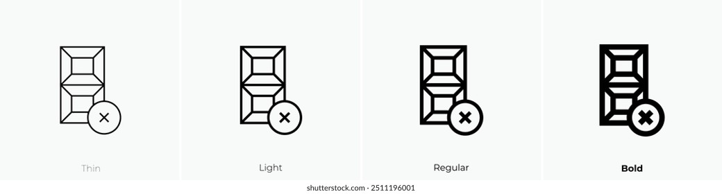 no chocolate icon. Thin, Light Regular And Bold style design isolated on white background
