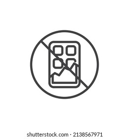No chocolate line icon. linear style sign for mobile concept and web design. Chocolate prohibition outline vector icon. Symbol, logo illustration. Vector graphics