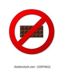 no chocolate sign, isolated on white background