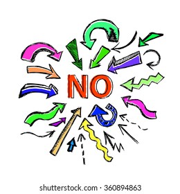 No. choice. Arrows drawn pen. Vector