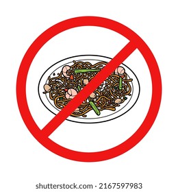 No Chow Mein Sign on White Background