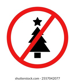 No Christmas Tree Sign on White Background