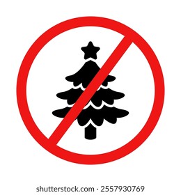 No Christmas Tree Sign on White Background