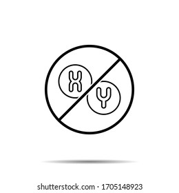 Kein Chromosomensymbol. Einfache dünne Linie, umrissene Vektorillustration des Biologieverbots, Verbot, Embargo, Interdict, Verbotssymbole für i und ux, Website oder mobile Anwendungen
