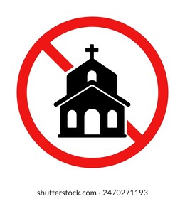 No Church Sign on White Background