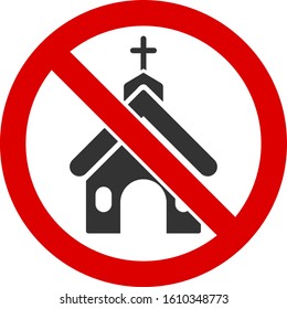 No church vector icon. Flat No church pictogram is isolated on a white background.