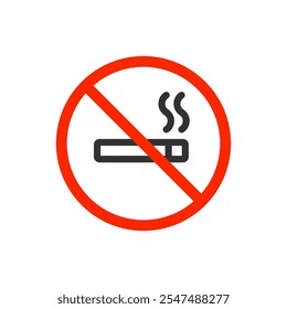 No cigarette icon. Smoke forbidden. Stop tobacco. Cigar prohibition.