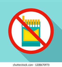 No cigarette pack icon. Flat illustration of no cigarette pack vector icon for web design