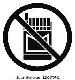 No cigarette pack icon. Simple illustration of no cigarette pack vector icon for web design isolated on white background