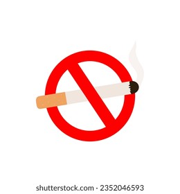 No cigarette smoking icon. Health, bad habit, addiction, lifestyle concepts. Flat vector illustration isolated on background.