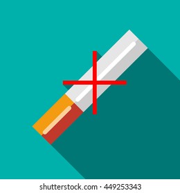 No cigarettes icon in flat style on a turquoise background