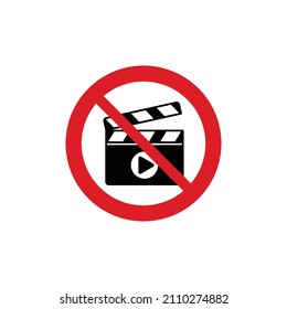  no clapper icon. no video  icon. The red circle prohibiting sing 