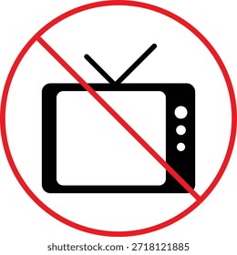 nenhum ícone de tv clássico define automação. Antigos símbolos de proibição da televisão. A TV analógica proibiu o design gráfico. Sinais de restrição de tecnologia retrô
