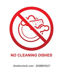 No cleaning dishes sign isolated on white background vector illustration.