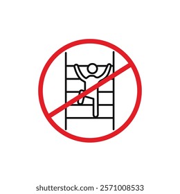 No climbing allowed sign flat line symbol set.