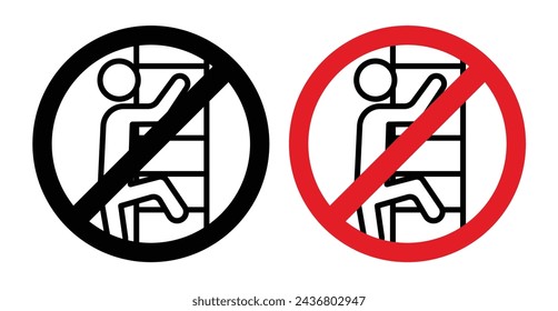 No Climbing Allowed Sign Icon Set. Vector Illustration