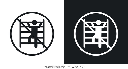 No Climbing Allowed Sign Icon Designed in a Line Style on White background.