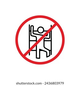 No Climbing Allowed Sign Vector Line Icon Illustration.