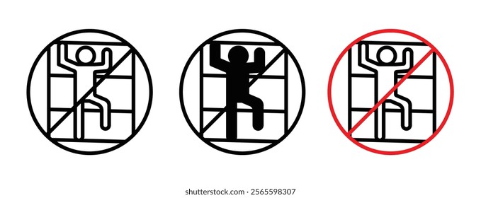 No climbing allowed sign vector in black and red colors