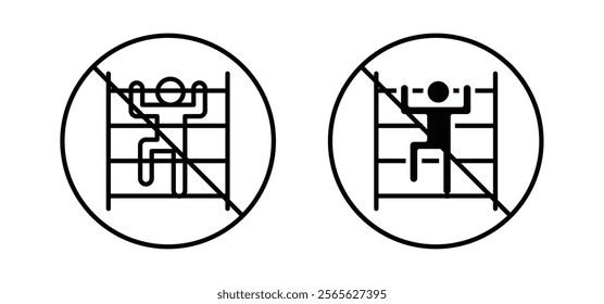 No climbing allowed sign vector in black and red colors