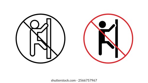 No climbing allowed signs in black outline, solid and colored style