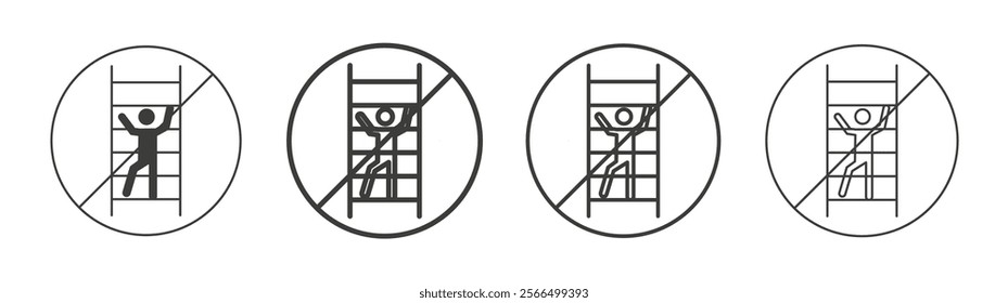 No climbing allowed signs flat and linear vector illustration on white background.
