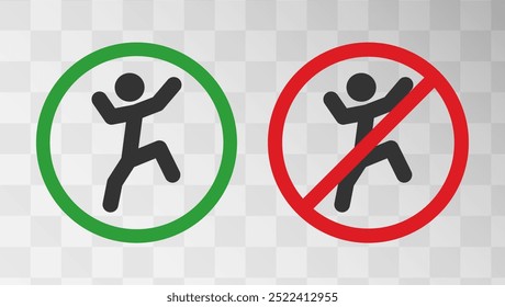 No climbing icon symbol. Climbing not allowed sign. Do not climb logo. Climbing allowed zone. Vector illustration image.