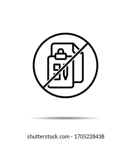 No clipboard, business icon. Simple thin line, outline vector of project management ban, prohibition, embargo, interdict, forbiddance icons for ui and ux, website or mobile