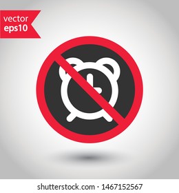 No clock icon. Prohibited clock vector icon. Forbidden clock icon. Warning, caution, attention, restriction, danger flat sign design. EPS 10 symbol