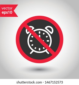 No clock icon. Prohibited clock vector icon. Forbidden clock icon. Warning, caution, attention, restriction, danger flat sign design. EPS 10 symbol