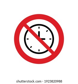 no clock icon vector. Prohibited clock sign