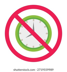 No clock sign, forbidden clock sign, forbidden time sign, no timing allowed sign, time limitation prohibited symbol