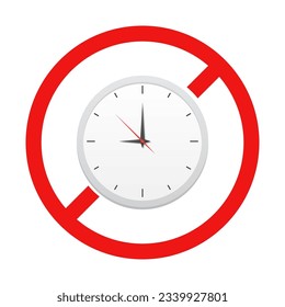 No Clock Sign on White Background
